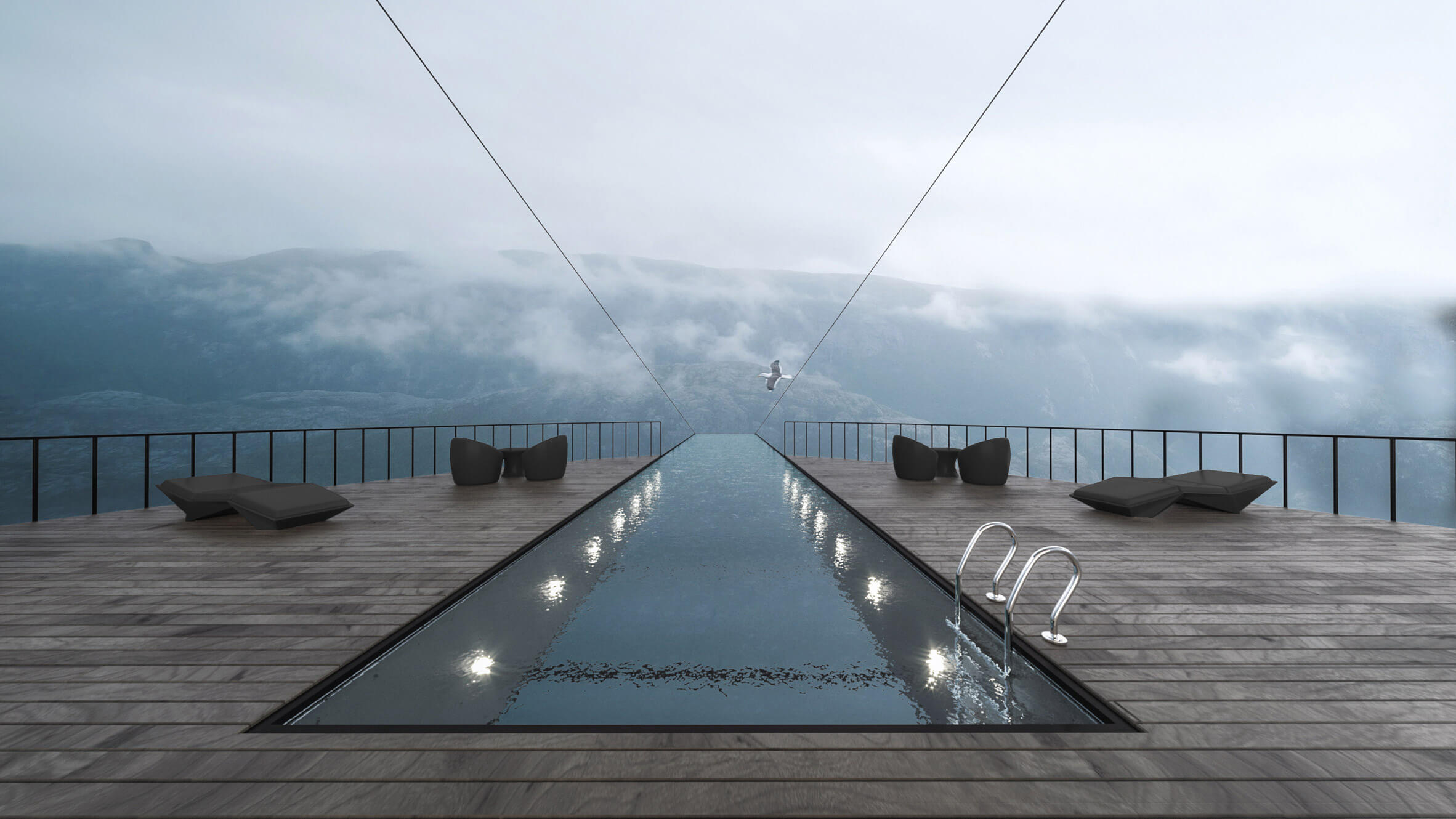 Скляний басейн над норвезьким фйордом